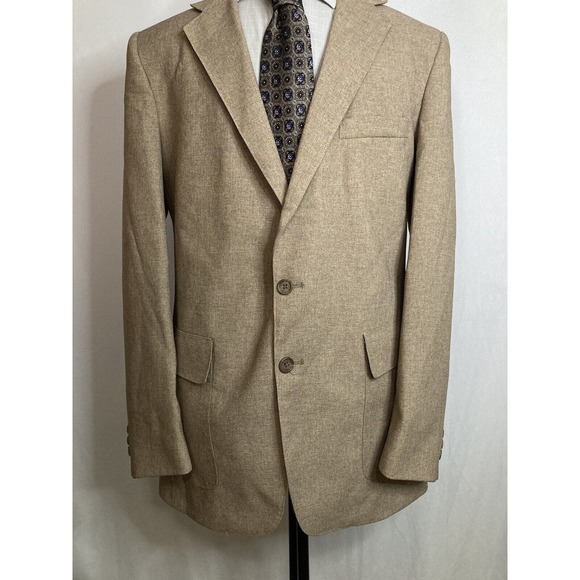Mens Sport Coat Blazer Suit Jacket 39R 43" Beige Brown 2 Button Wool Levis Mint - Picture 6 of 12
